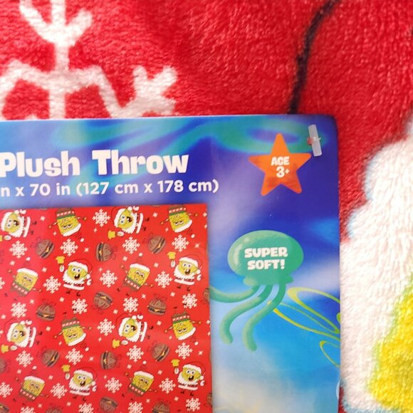 SpongeBob SquarePants Christmas Plush Throw Blanket 50" X 70" Super Soft Franco - Picture 8 of 11